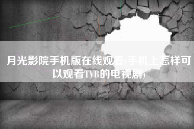 月光影院手机版在线观看(手机上怎样可以观看TVB的电视剧)
